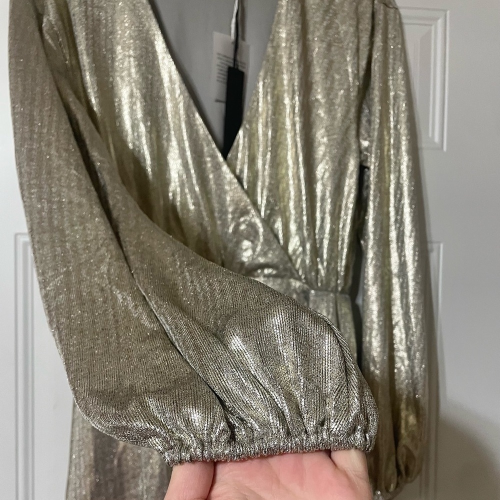 House of Harlow 1960 x Revolve Aniela Mini Dress in Pewter Lined Size Medium - Picture 9 of 11